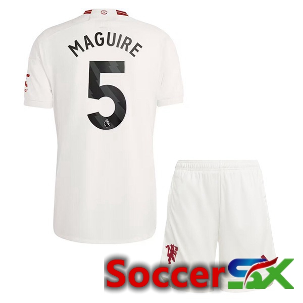 Manchester United (Maguire 5) Kids Third Soccer Jersey White 2023/2024