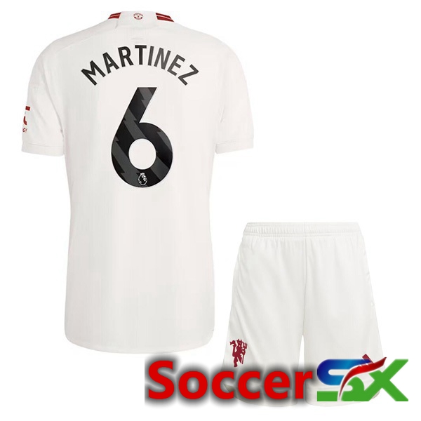 Manchester United (Martinez 6) Kids Third Soccer Jersey White 2023/2024