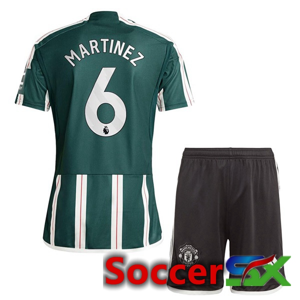 Manchester United (Martinez 6) Kids Away Soccer Jersey Green 2023/2024