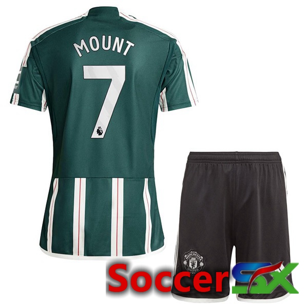 Manchester United (Mount 7) Kids Away Soccer Jersey Green 2023/2024