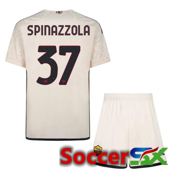 AS Roma (SPINAZZOLA 37) Kids Kids Away Soccer Jersey Yellow 2023/2024