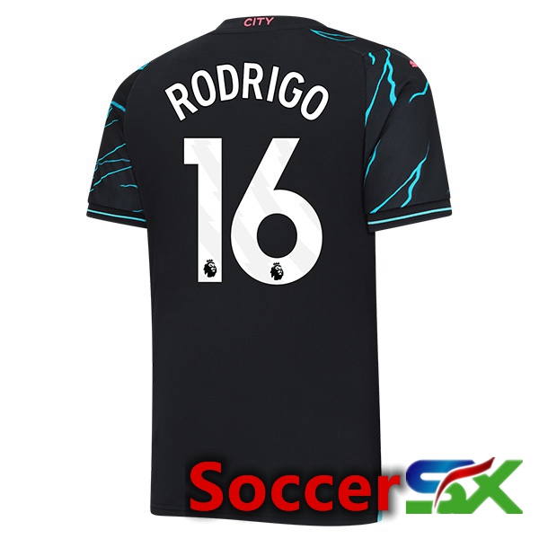 Manchester City (Rodrigo 16) Third Soccer Jersey Blue Black 2023/2024