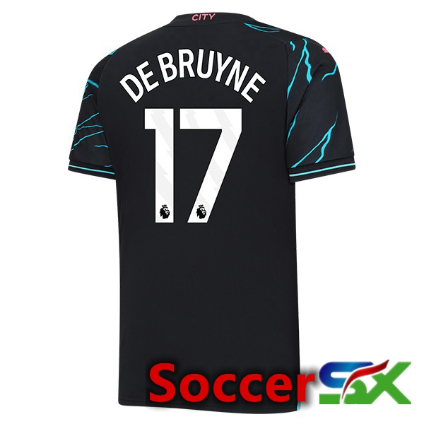 Manchester City (Kevin De Bruyne 17) Third Soccer Jersey Blue Black 2023/2024