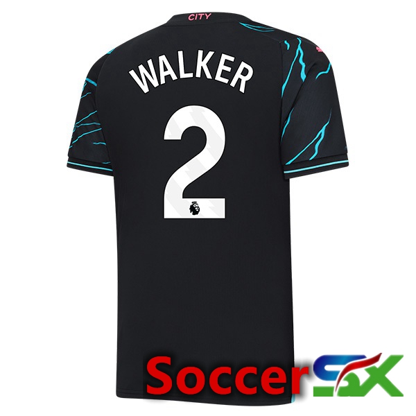 Manchester City (Kyle Walker 2) Third Soccer Jersey Blue Black 2023/2024