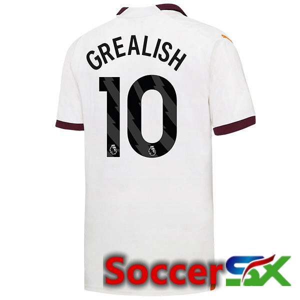 Manchester City (Jack Grealish 10) Away Soccer Jersey White 2023/2024