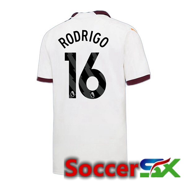 Manchester City (Rodrigo 16) Away Soccer Jersey White 2023/2024