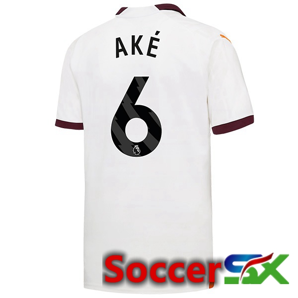 Manchester City (Nathan Ake 6) Away Soccer Jersey White 2023/2024