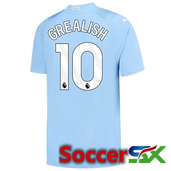 Manchester City (Jack Grealish 10) Home Soccer Jersey Blue 2023/2024