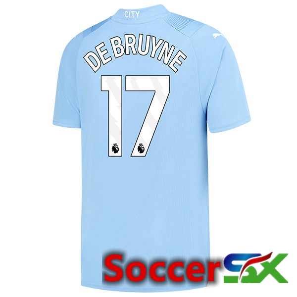 Manchester City (Kevin De Bruyne 17) Home Soccer Jersey Blue 2023/2024