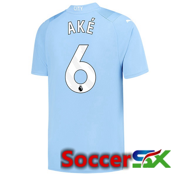 Manchester City (Nathan Ake 6) Home Soccer Jersey Blue 2023/2024