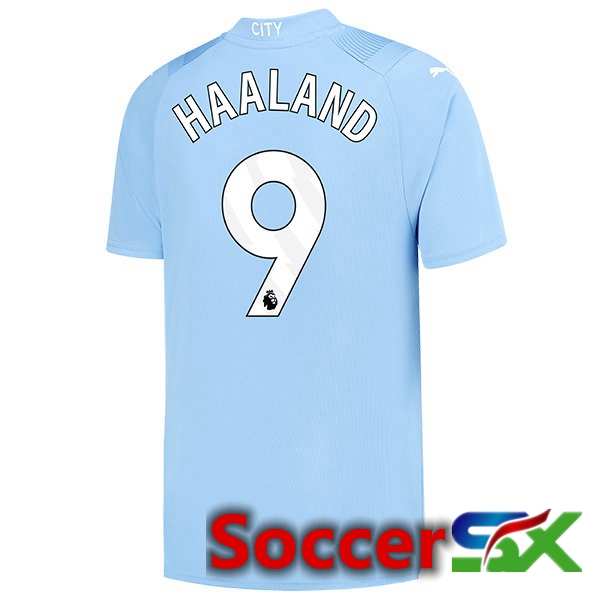 Manchester City (Erling Haaland 9) Home Soccer Jersey Blue 2023/2024