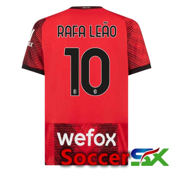AC Milan (Rafa Leão 10) Home Soccer Jersey Red 2023/2024