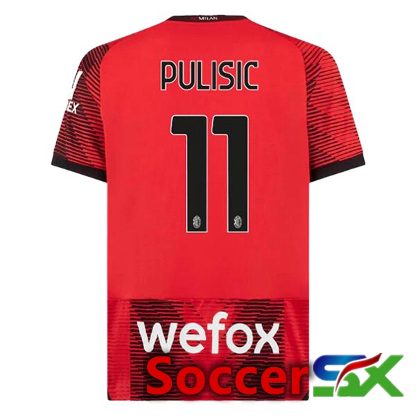 AC Milan (Pulisic 11) Home Soccer Jersey Red 2023/2024