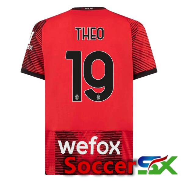 AC Milan (Theo 19) Home Soccer Jersey Red 2023/2024