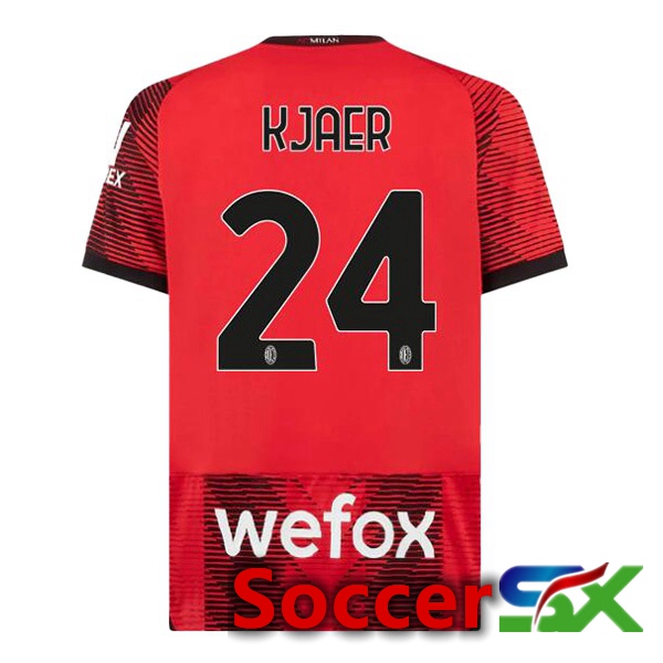 AC Milan (Kjaer 24) Home Soccer Jersey Red 2023/2024