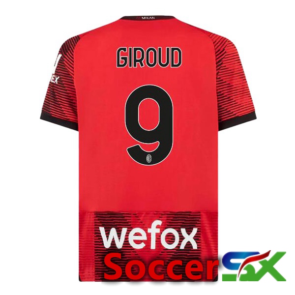 AC Milan (Giroud 9) Home Soccer Jersey Red 2023/2024