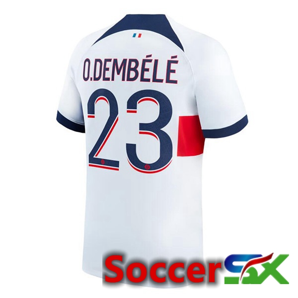 Paris PSG (O.Dembélé 23) Away Soccer Jersey White 2023/2024