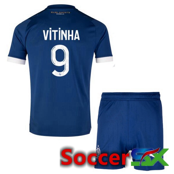 Marseille OM (VITINHA 9) Kids Soccer Jersey Away Blue 2023/2024