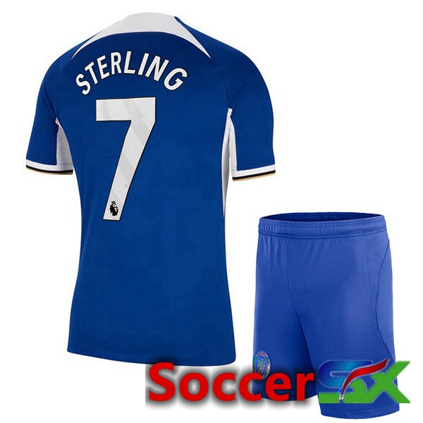 FC Chelsea (Sterling 7) Kids Soccer Jersey Home Blue 2023/2024