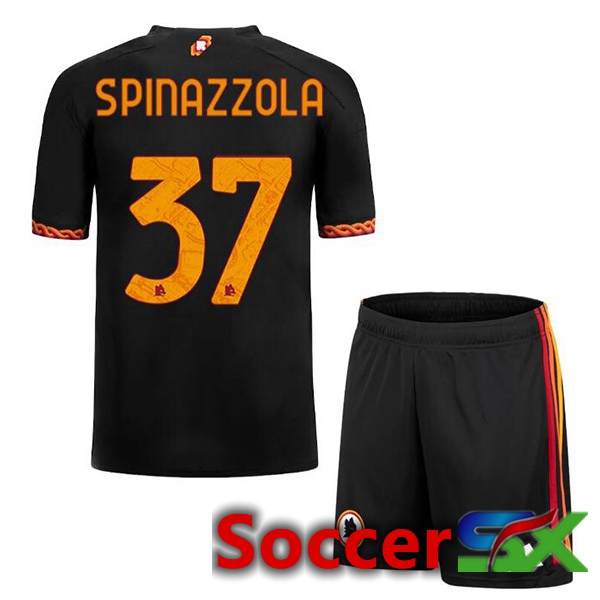 AS Roma (SPINAZZOLA 37) Kids Soccer Jersey Third Black 2023/2024