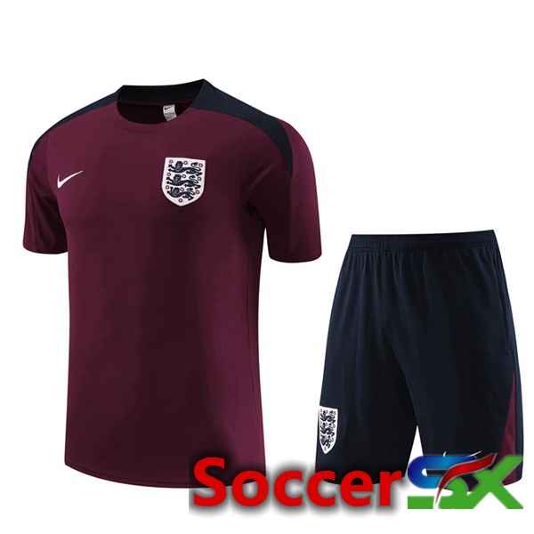 England Training T Shirt + Shorts Red 2023/2024