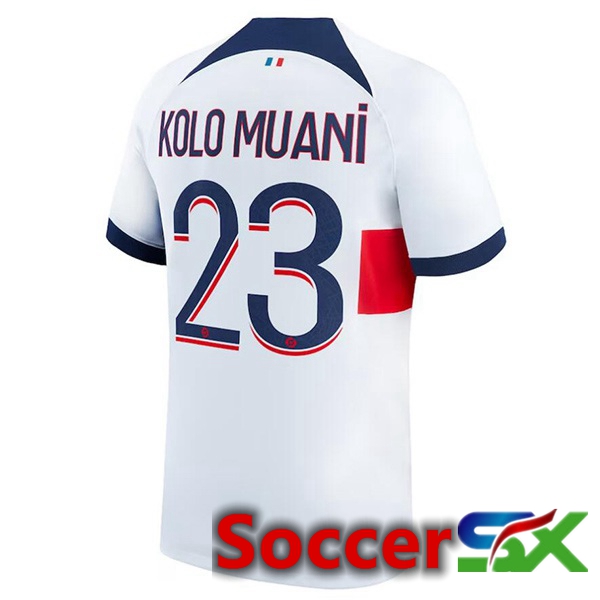 Paris PSG (Kolo Muani 23) Soccer Jersey Away White 2023/2024