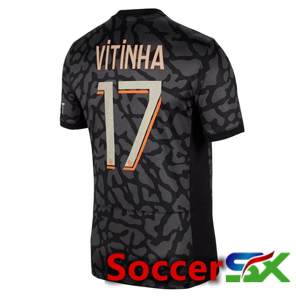 Paris PSG (Vitinha 17) Soccer Jersey Third Black 2023/2024