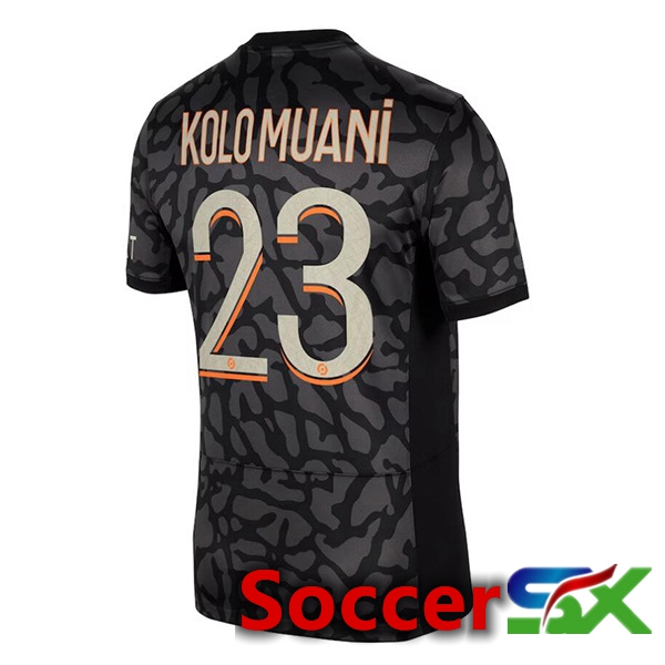 Paris PSG (Kolo Muani 23) Soccer Jersey Third Black 2023/2024