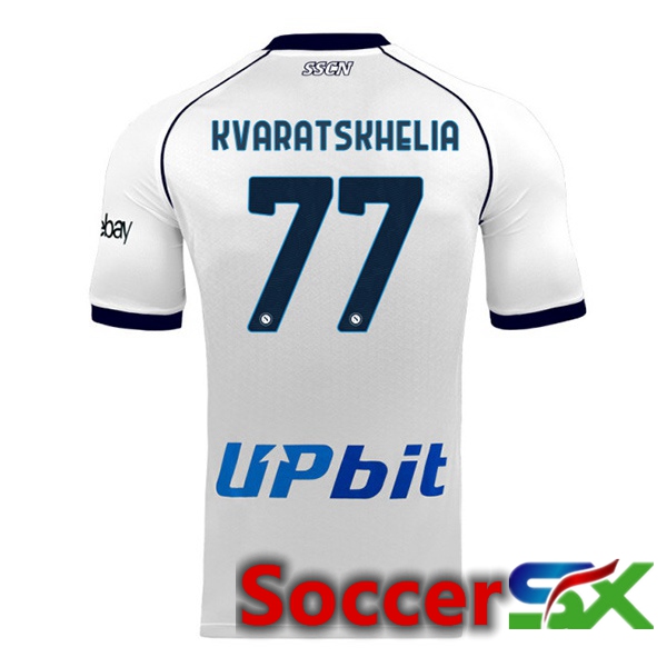 SSC Napoli (Khvicha Kvaratskhelia 77) Soccer Jersey Away White 2023/2024