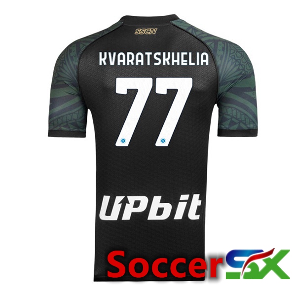 SSC Napoli (Khvicha Kvaratskhelia 77) Soccer Jersey Third Black 2023/2024