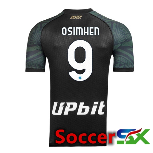 SSC Napoli (Victor Osimhen 9) Soccer Jersey Third Black 2023/2024