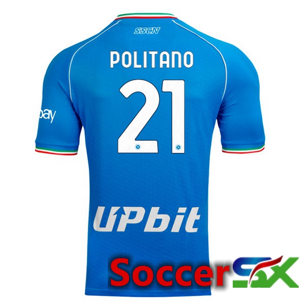 SSC Napoli (Matteo Politano 21) Soccer Jersey Home Blue 2023/2024