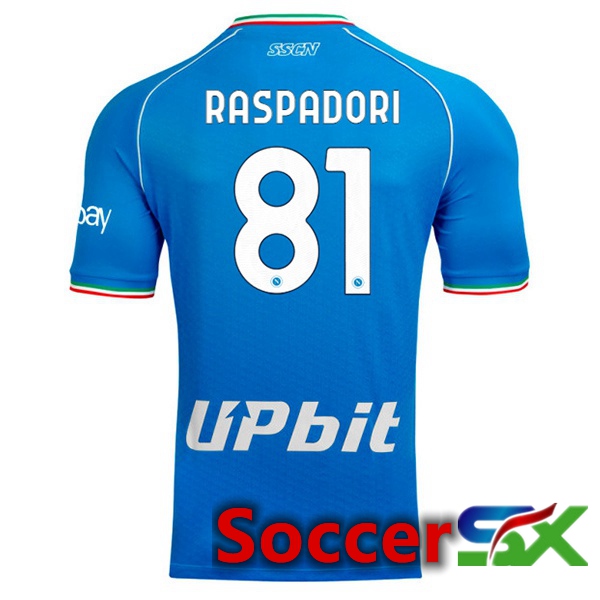 SSC Napoli (Giacomo Raspadori 81) Soccer Jersey Home Blue 2023/2024