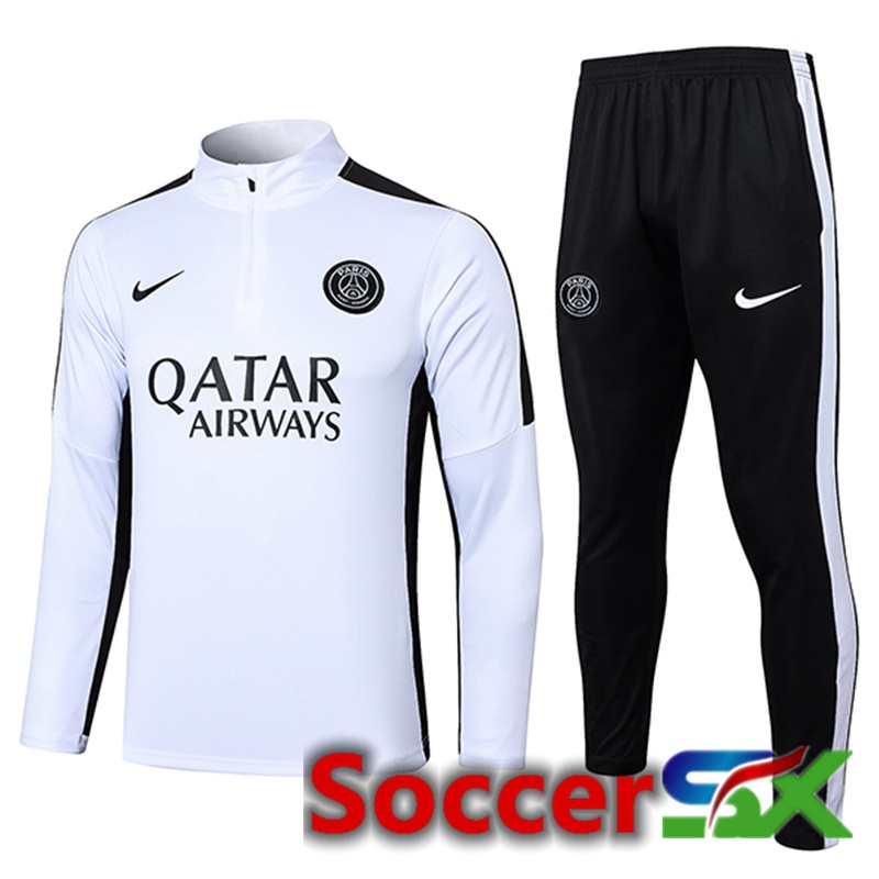 PSG Training Tracksuit Suit White/Black 2023/2024