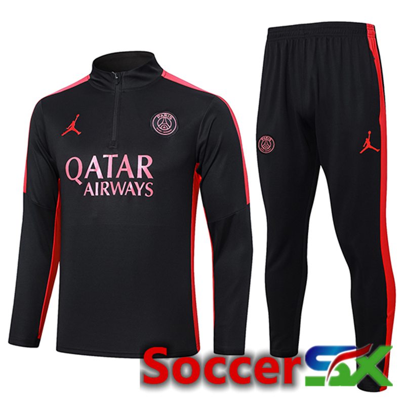 PSG Training Tracksuit Suit Black/Red 2024/2025