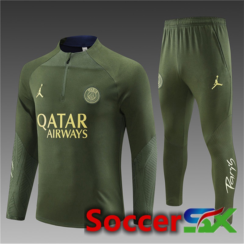 Jordan PSG Kids Training Tracksuit Suit Green 2023/2024