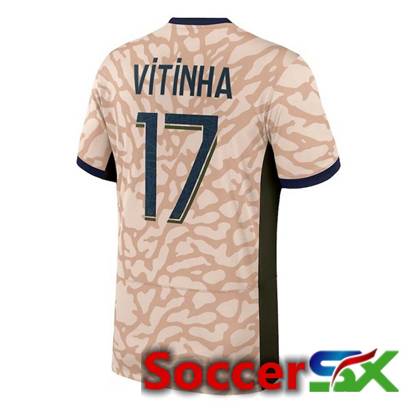 Paris PSG (Vitinha 17) Soccer Jersey Fourth Pink 2023/2024