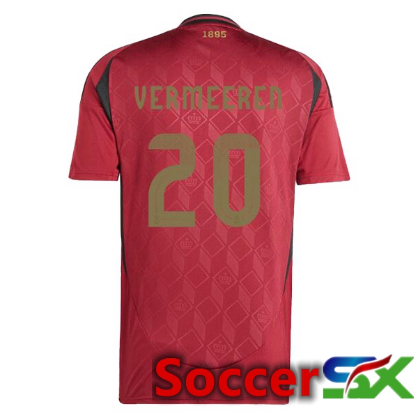 Belgium (VERMEEREN 20) Home Soccer Jersey Red 2024/2025