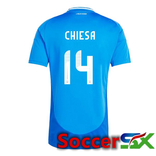 Italy (CHIESA 14) Home Soccer Jersey Blue 2024/2025