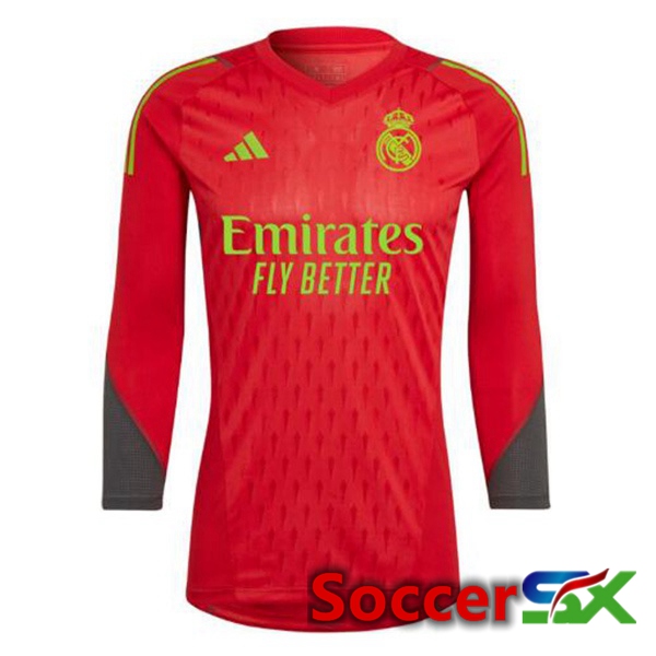 Real Madrid Goalkeeper Soccer Jersey Long sleeve Red 2023/2024