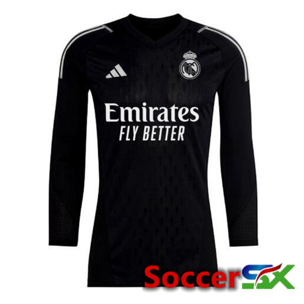 Real Madrid Goalkeeper Soccer Jersey Long sleeve Black 2023/2024