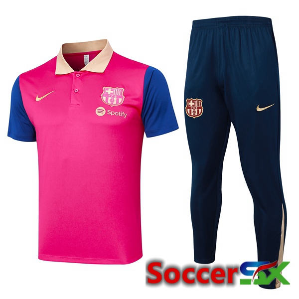 FC Barcelona Soccer Polo + Training Pants Pink 2024/2025