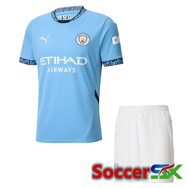 Manchester City Kids Home New Soccer Jersey 2024/2025