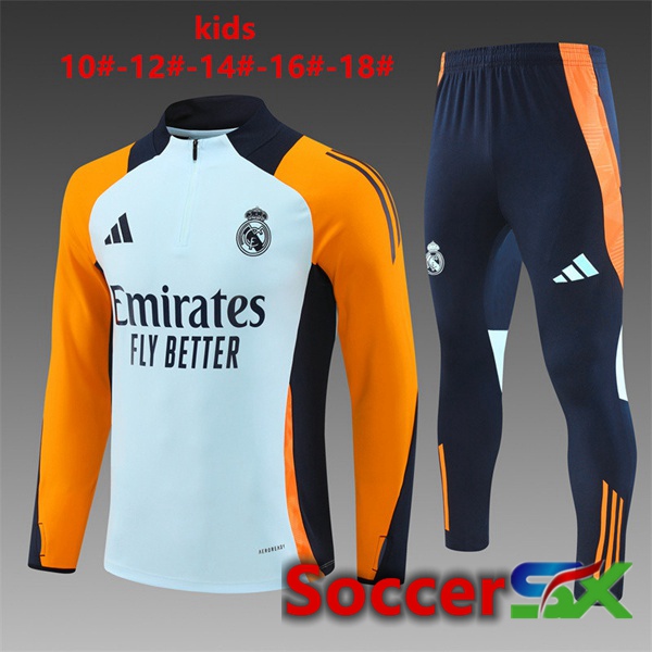 Real Madrid Kids kit Training Tracksuit Yellow Grey 2024/2025