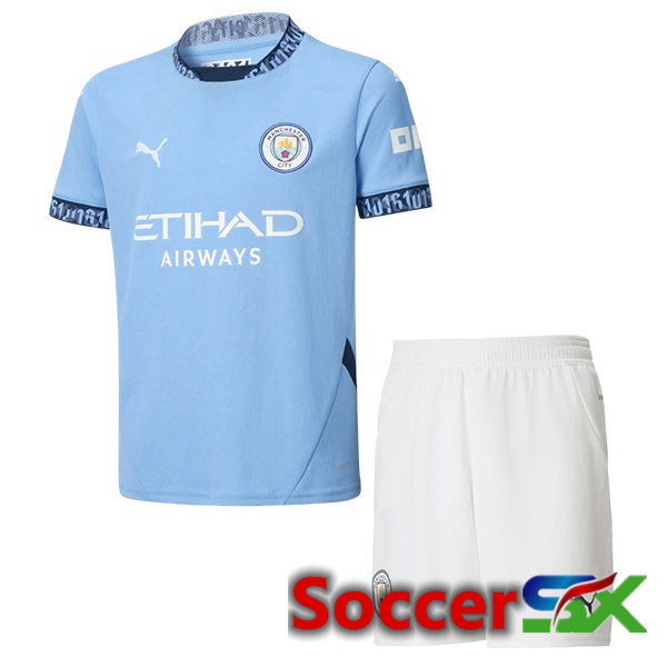 Manchester City Kids Home Soccer Jersey Blue 2024/2025