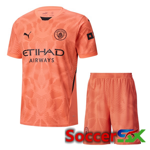 Manchester City Kids Goalkeeper Soccer Jersey Pink 2024/2025