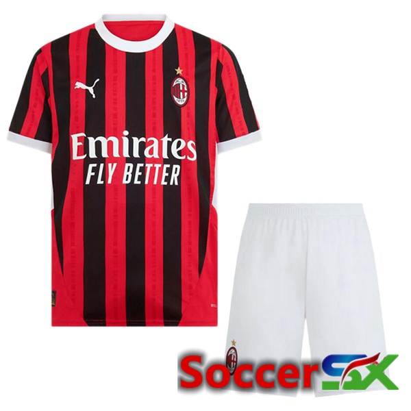 AC Milan Kids Home Soccer Jersey Red Black 2024/2025