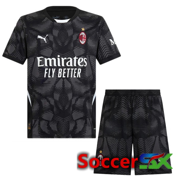 AC Milan Kids Goalkeeper Soccer Jersey Black 2024/2025