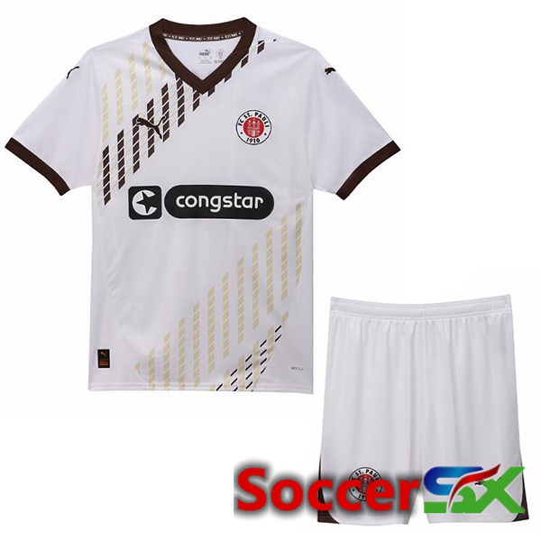 FC St. Pauli Kids Away Soccer Jersey White 2024/2025