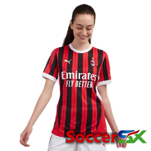 AC Milan Women Home Soccer Jersey Red Black 2024/2025